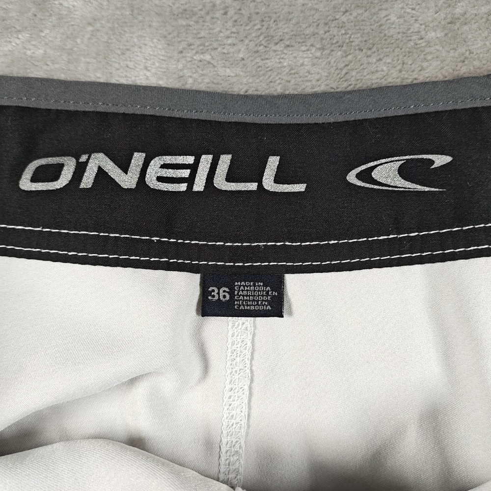 Vintage Oneill Board Shorts Men 36 Yellow Striped Swim Trunks Surf Skater Y2k - Picture 8 of 11